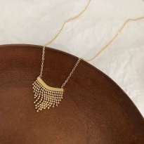 钛钢流苏项链冷淡风百搭钛钢项链男潮牌朋克嘻哈流苏轻奢锁骨链女